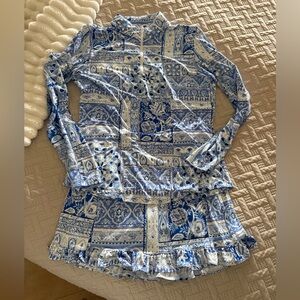 Elegant Blue Floral Women's golf-tennis-pickleball set